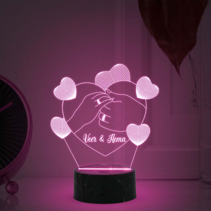 Couple Hand Soul Mate Acrylic Led Night lamp With Multicolored Light